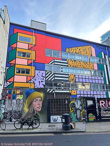 Bemaltes Gebäude im Londoner Stadtteil Shoreditch