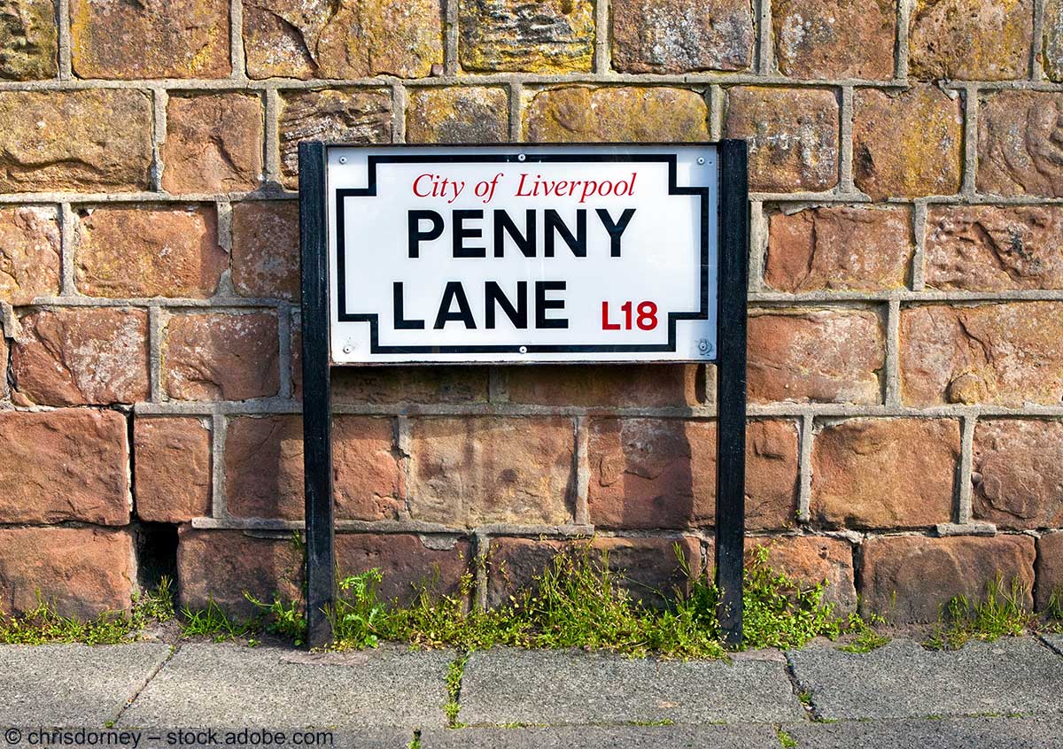 Straßenschild Penny Lane in Liverpool Straßenschild Penny Lane in Liverpool