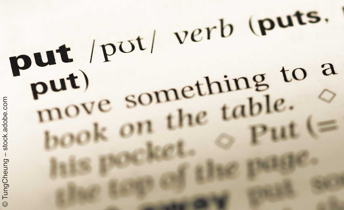 Auszug aus dem Oxford Dictionary zum Verb "put"